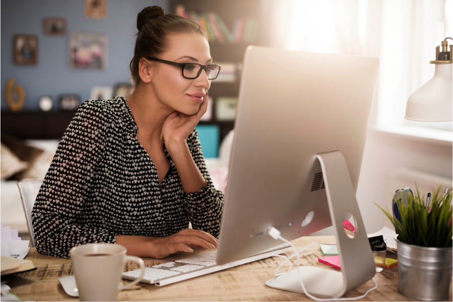 this is an image of a woman on a computer summer jobs for teachers