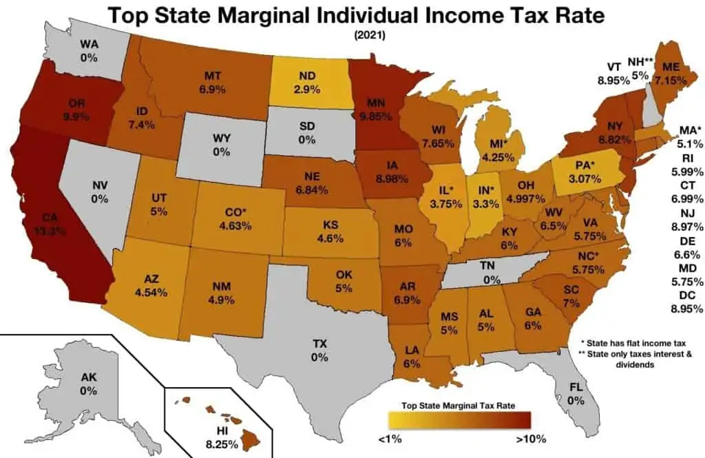 State marginal individual income tax rate