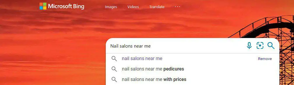 Nail salons on Bing