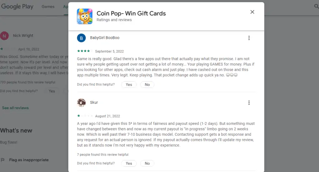 Coin Pop Review on Google Play